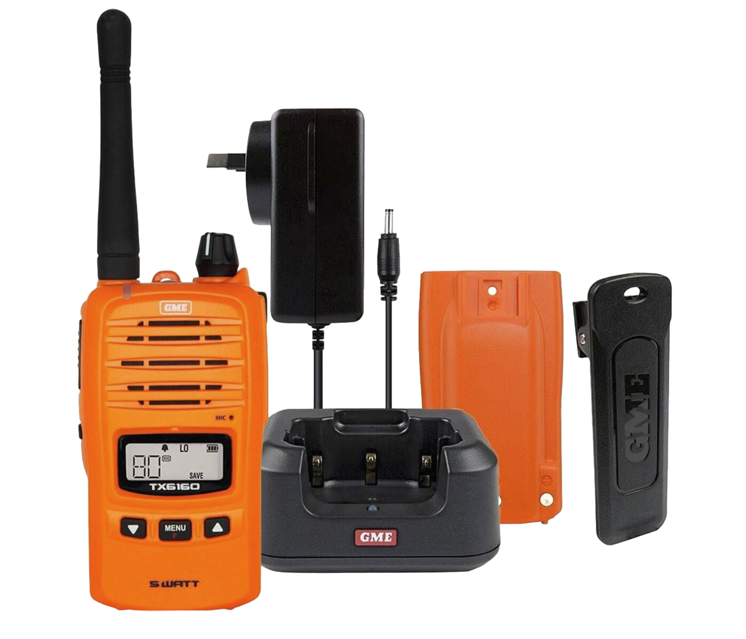 GME TX6165XO 5/1 Watt IP67 UHF CB Handheld Radio - Blaze Orange