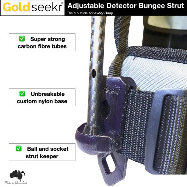 Adjustable Metal Detector Bungee Strut (Hip Stick)