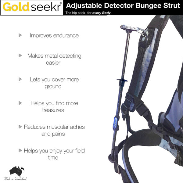 Adjustable Metal Detector Bungee Strut (Hip Stick)