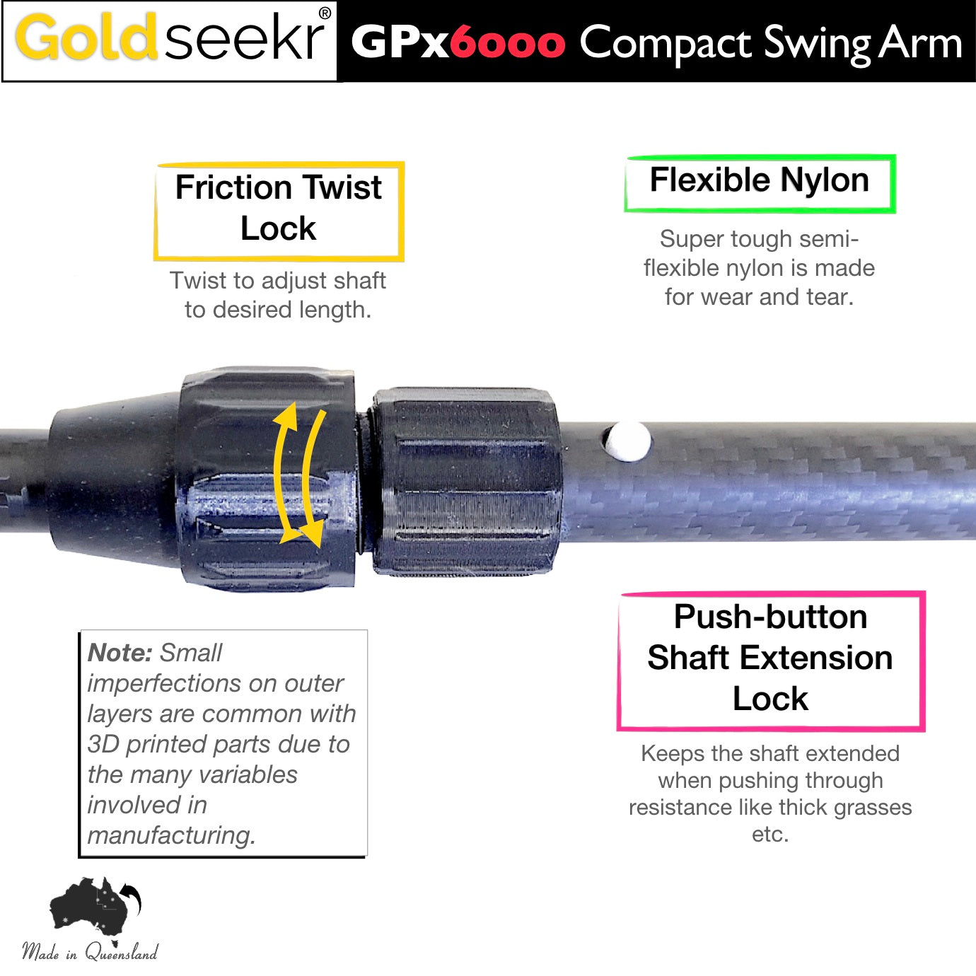 Compact Telescopic Swing Arm – for Minelab GPX6000