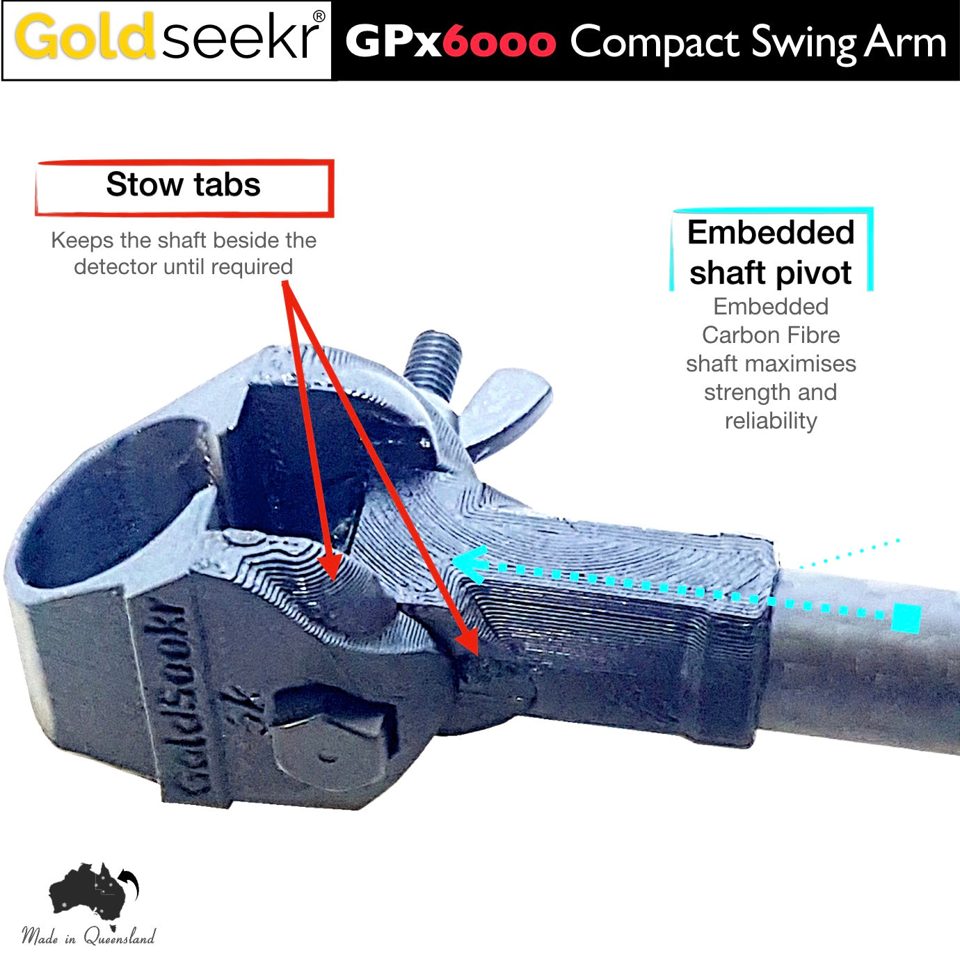 Compact Telescopic Swing Arm – for Minelab GPX6000