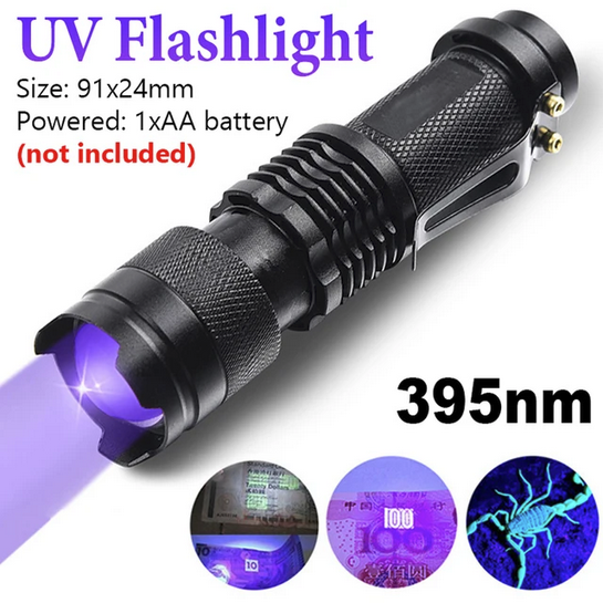 Black Light - 395nm UV Flashlight LED Ultraviolet Torch