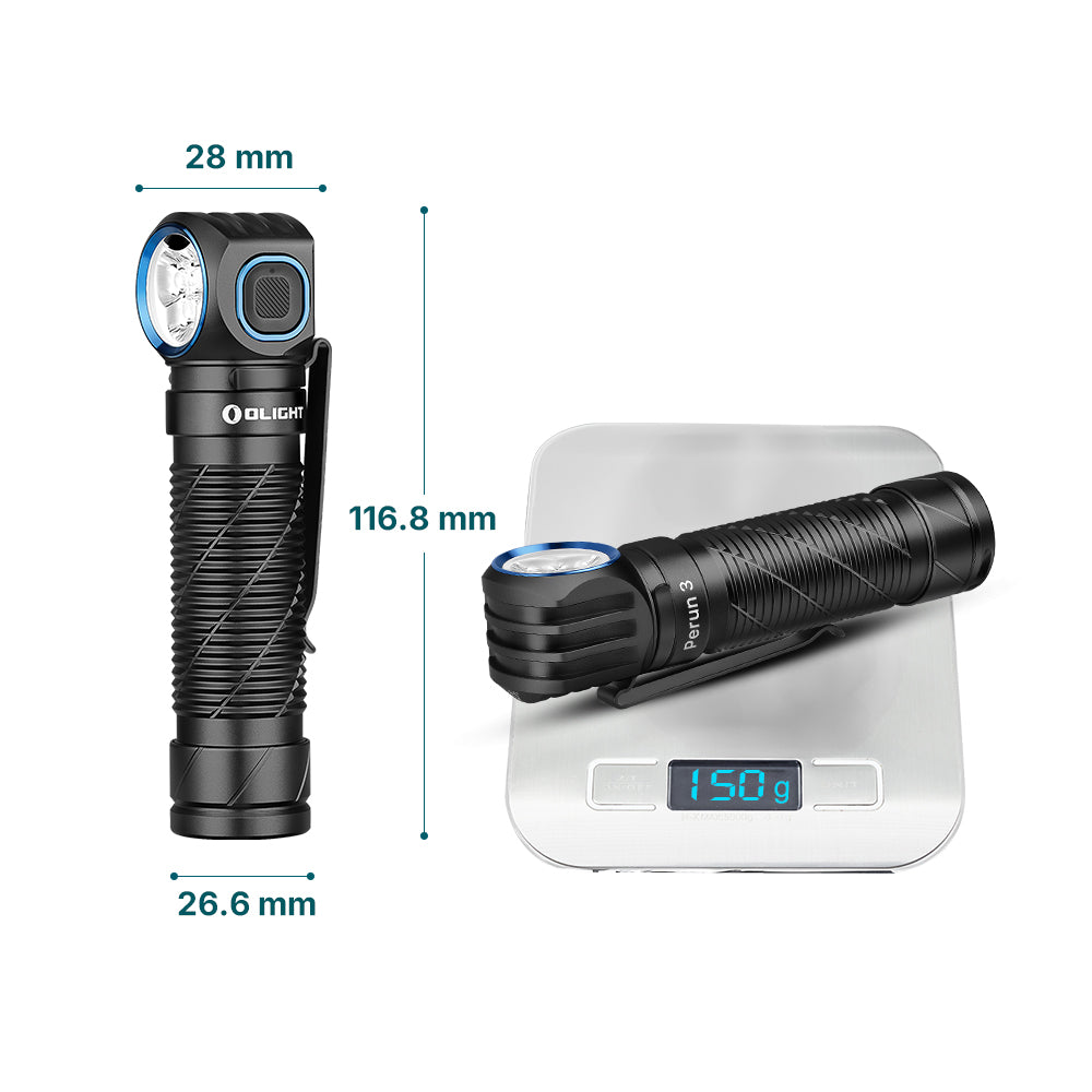 Orange Olight Perun 3 Versatile Led Rechargeable Head Torch from Head to Hand