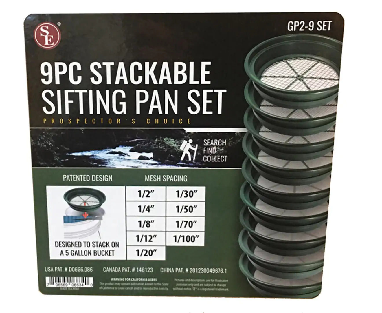 9pc Sifting Pan Set (1/2" - 1/100")